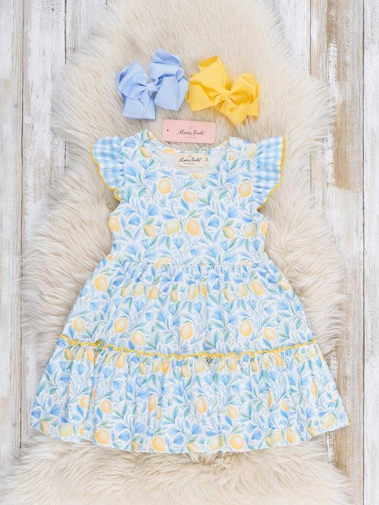 Sunny Lemons Gingham Ruffle Dress: XXL(6yrs)