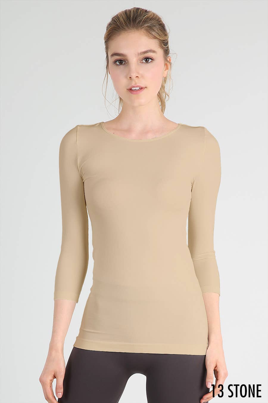 NS5423H - 3/4 Sleeve Crew Neck Top: 6 Black