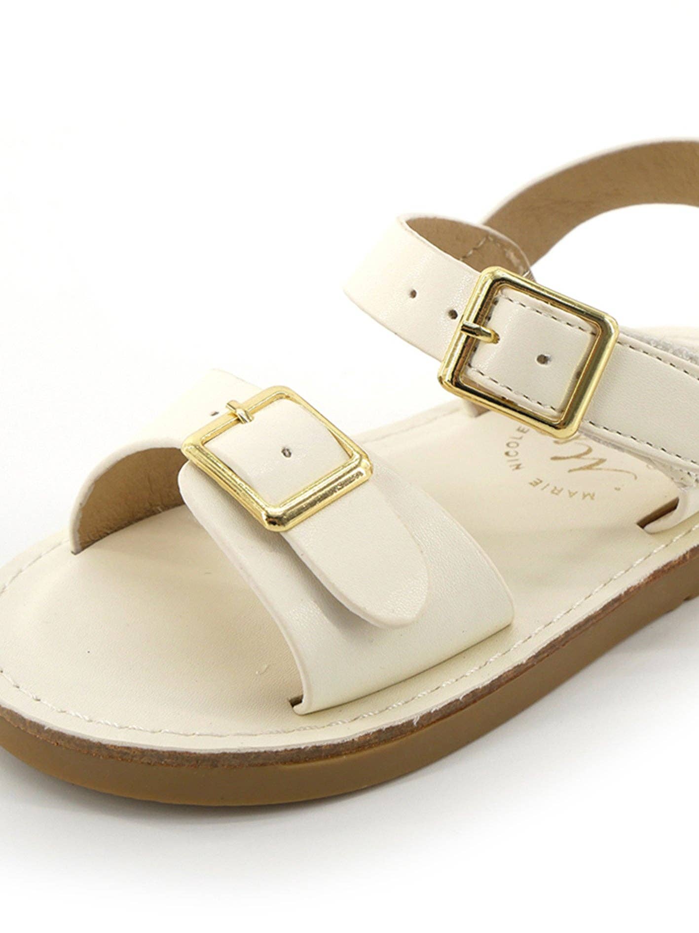 Double Buckle Sandals - White: 9C