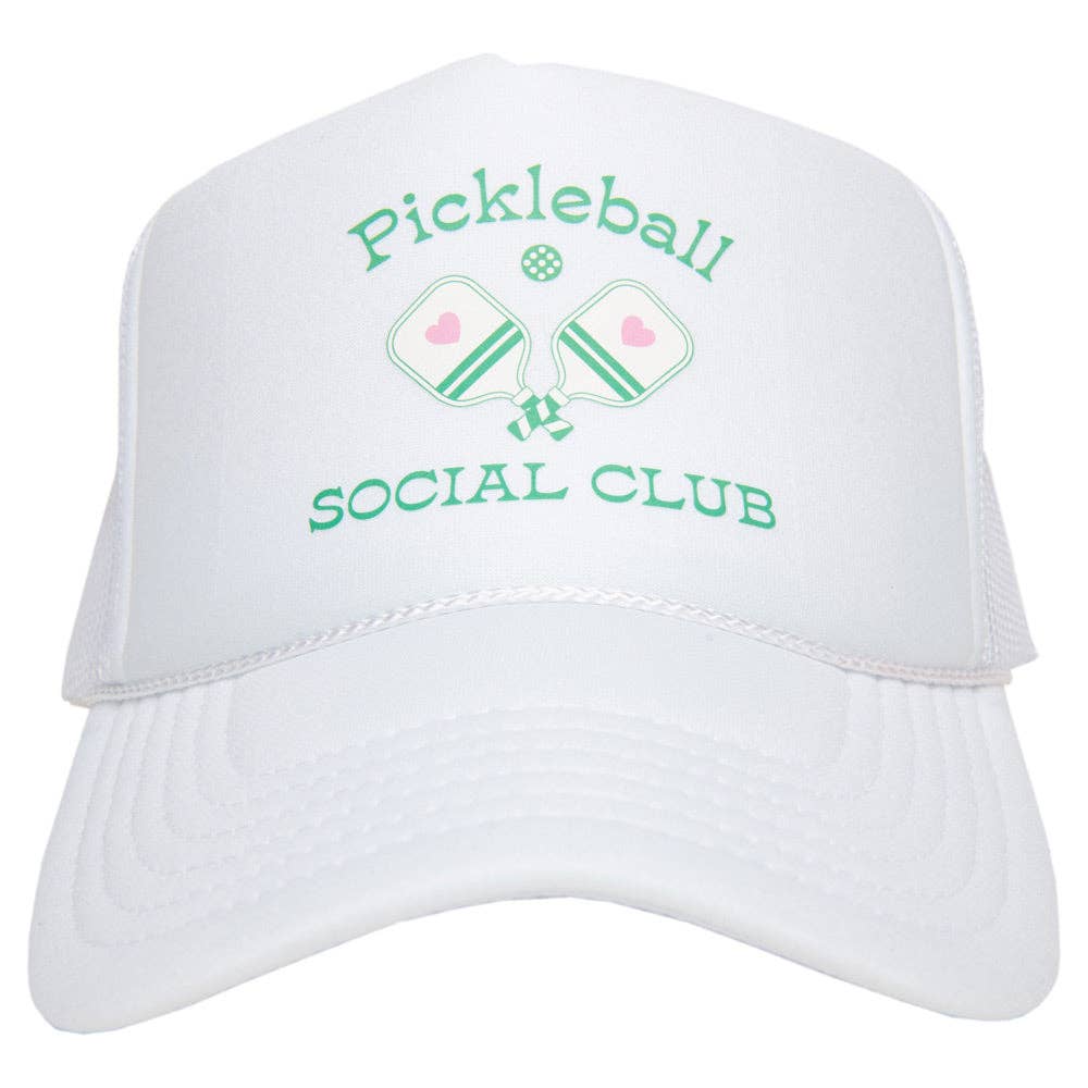 Pickleball Social Club (Paddles) Foam Trucker Cap: White