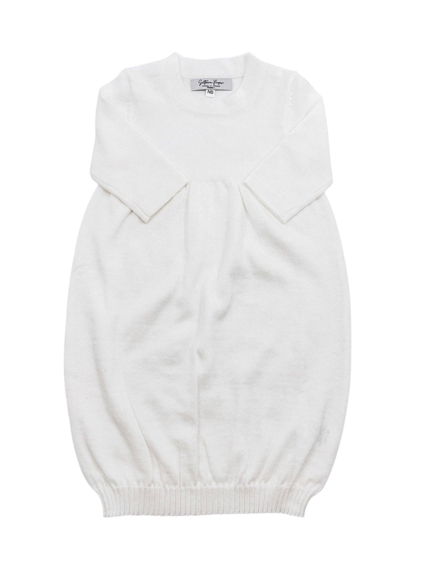 Knit Gown: Scalloped edge - Cream