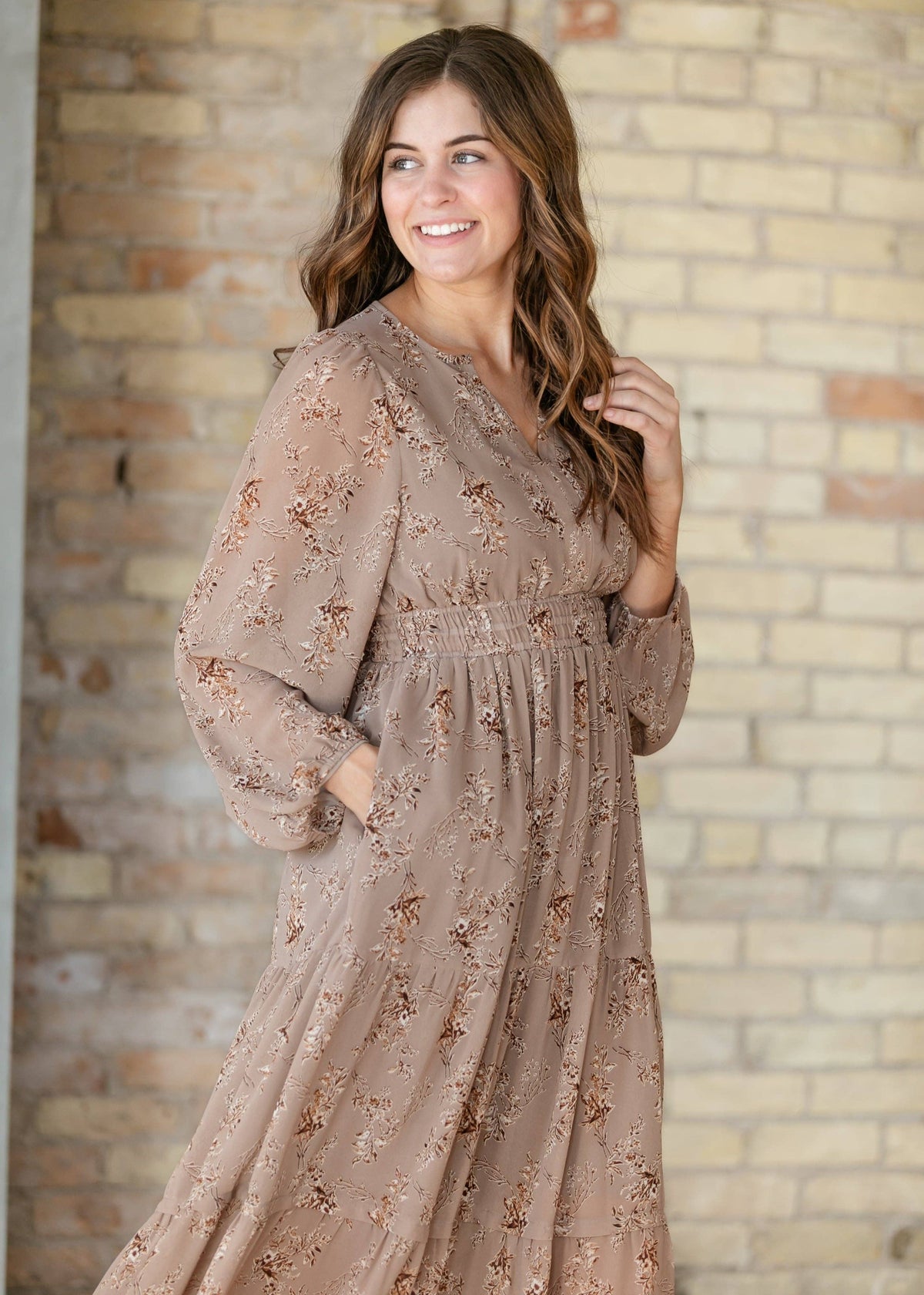 Celia Brown Floral Maxi Dress: 2XL