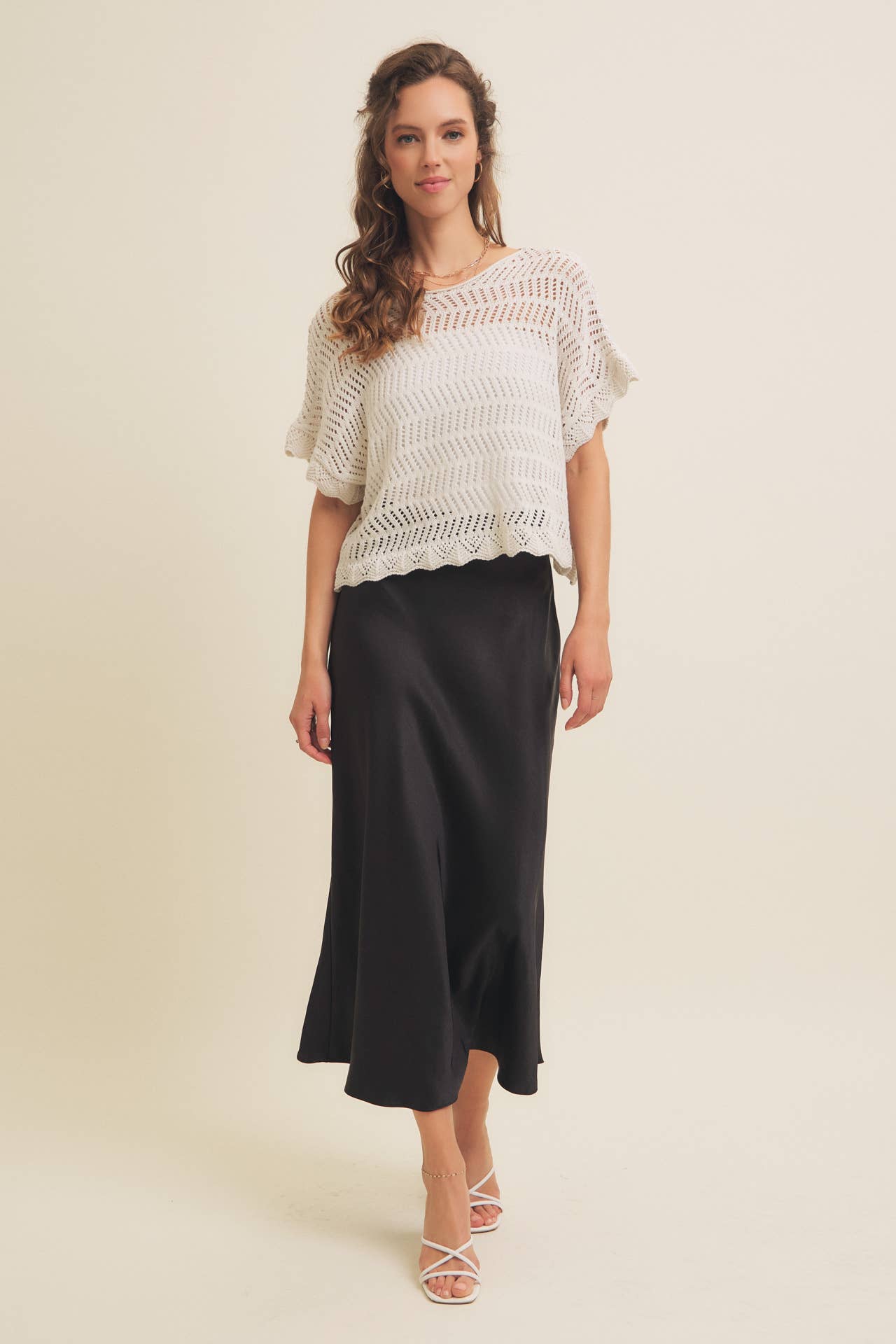 HIGH QUALITY THICK SILKY SATIN BIAS CUT MAXI SKIRT: BLACK / S