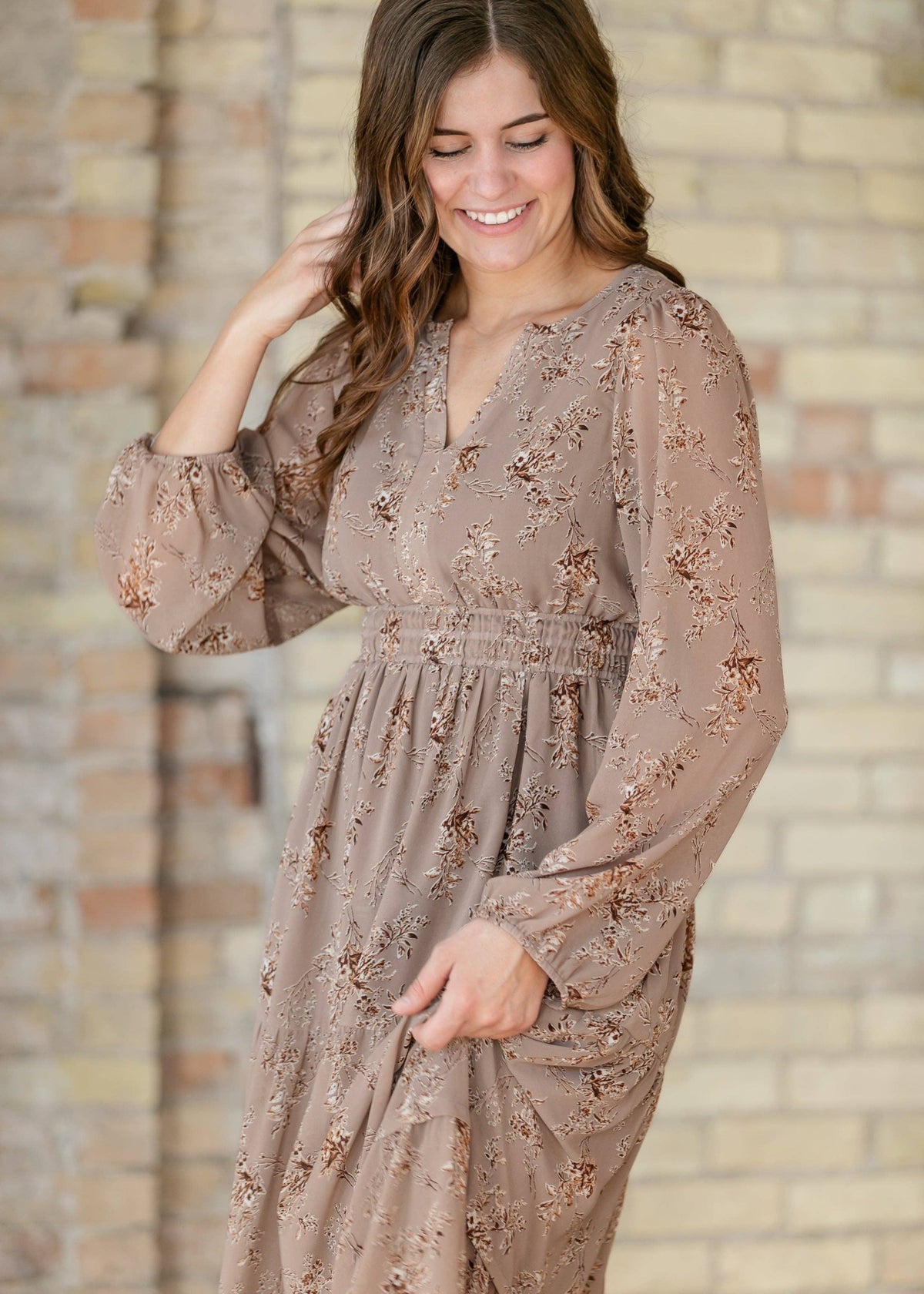 Celia Brown Floral Maxi Dress: 2XL