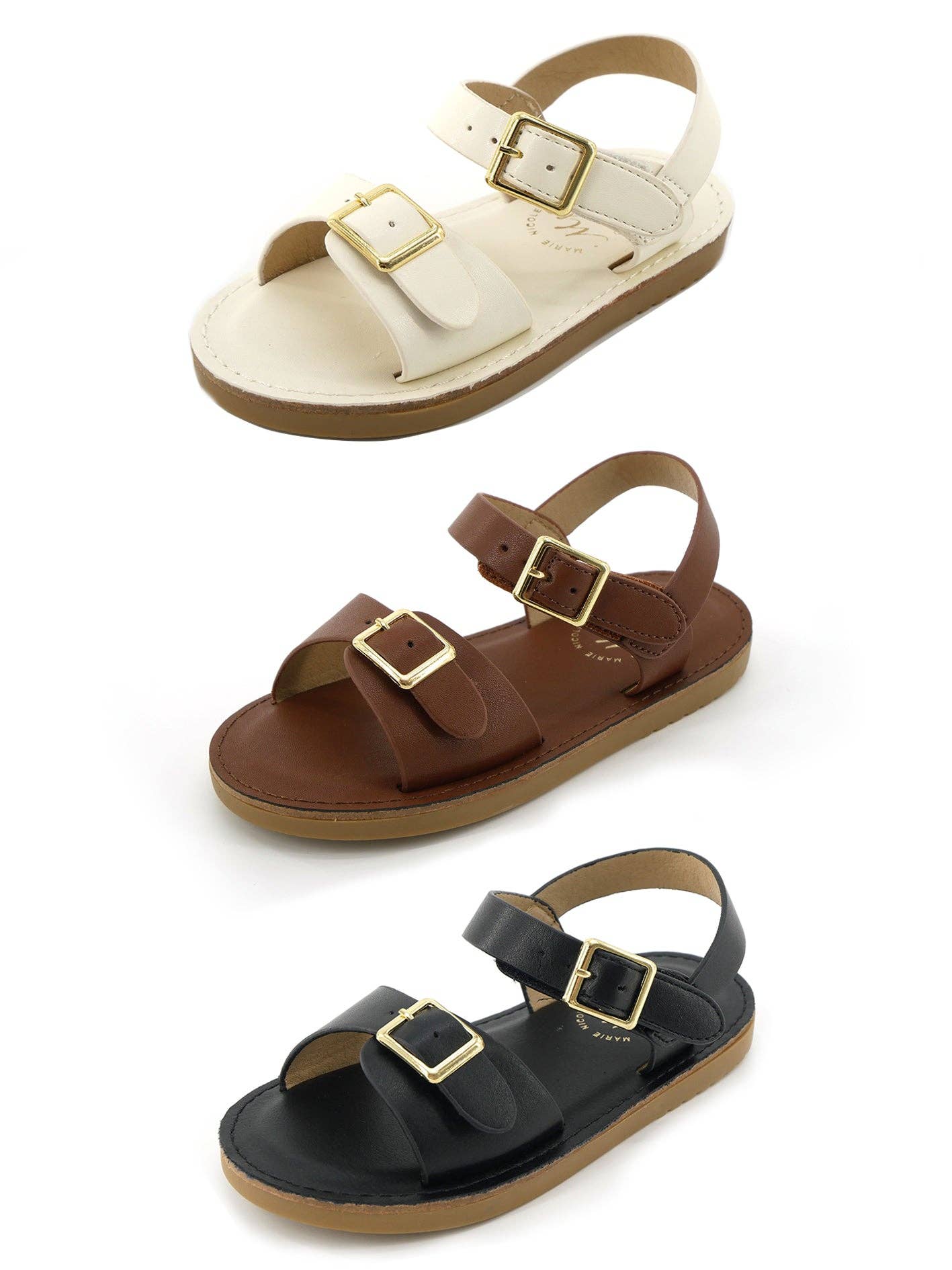 Double Buckle Sandals - White: 5C