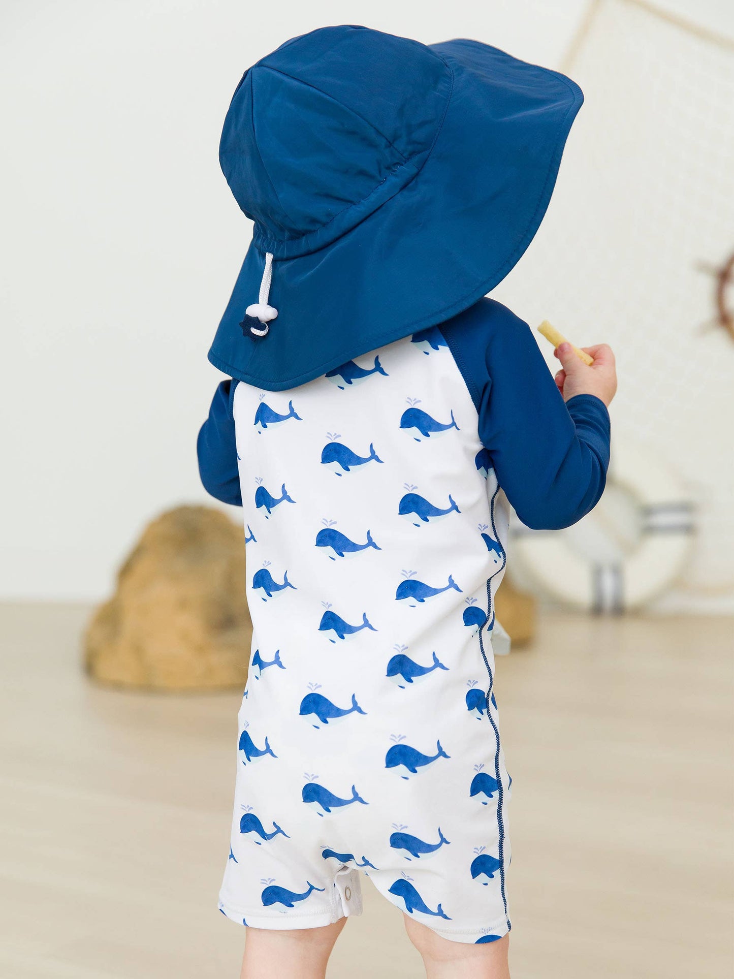 Baby Boys Whale Friends Long Sleeve One Piece Rash Guard: White / 12-18m