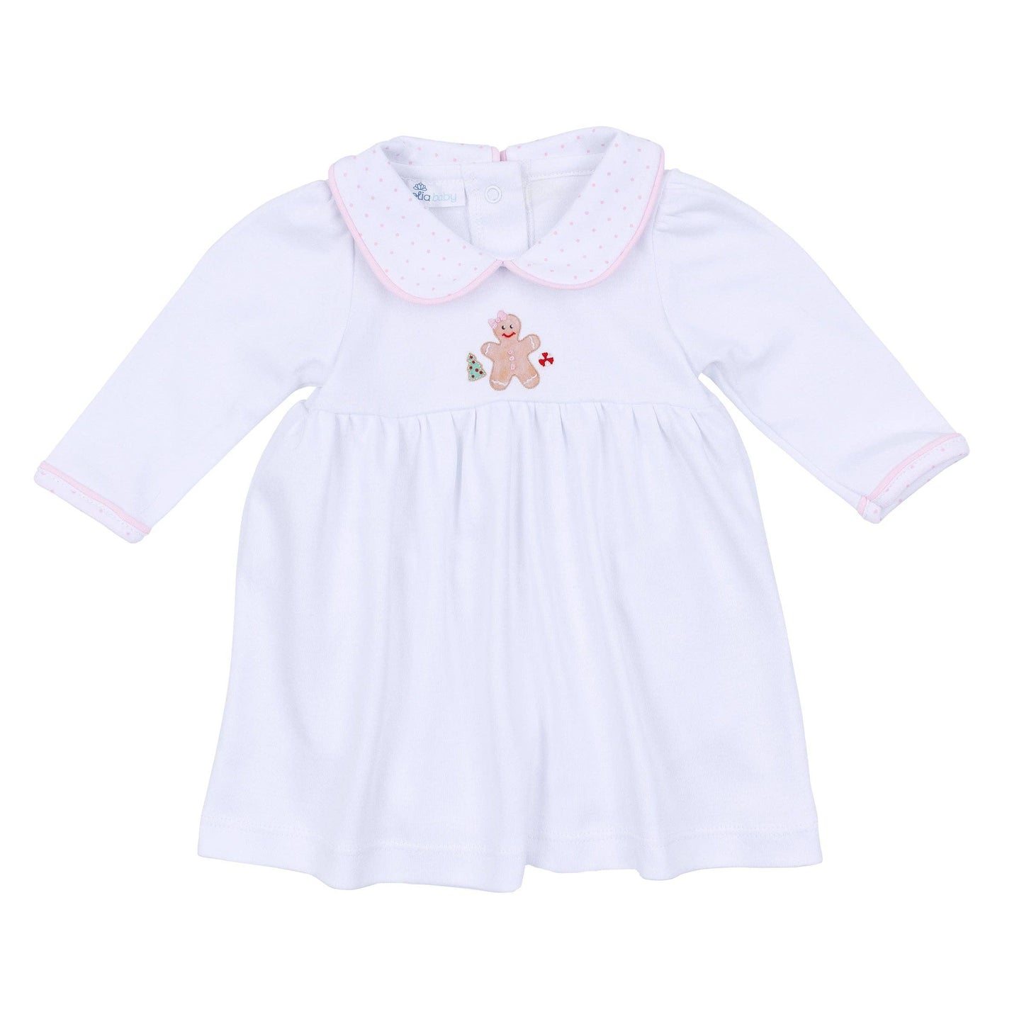 Frosted Wonderland Collared Long Sleeve Dress - Pink: 12 Months