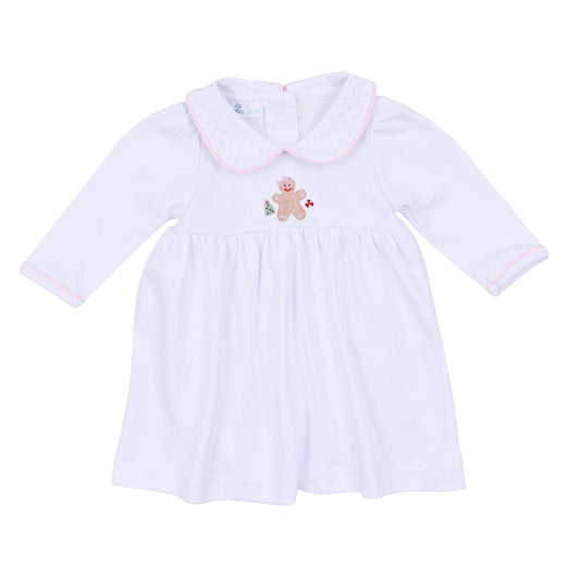 Frosted Wonderland Collared Long Sleeve Dress - Pink: 9 Months
