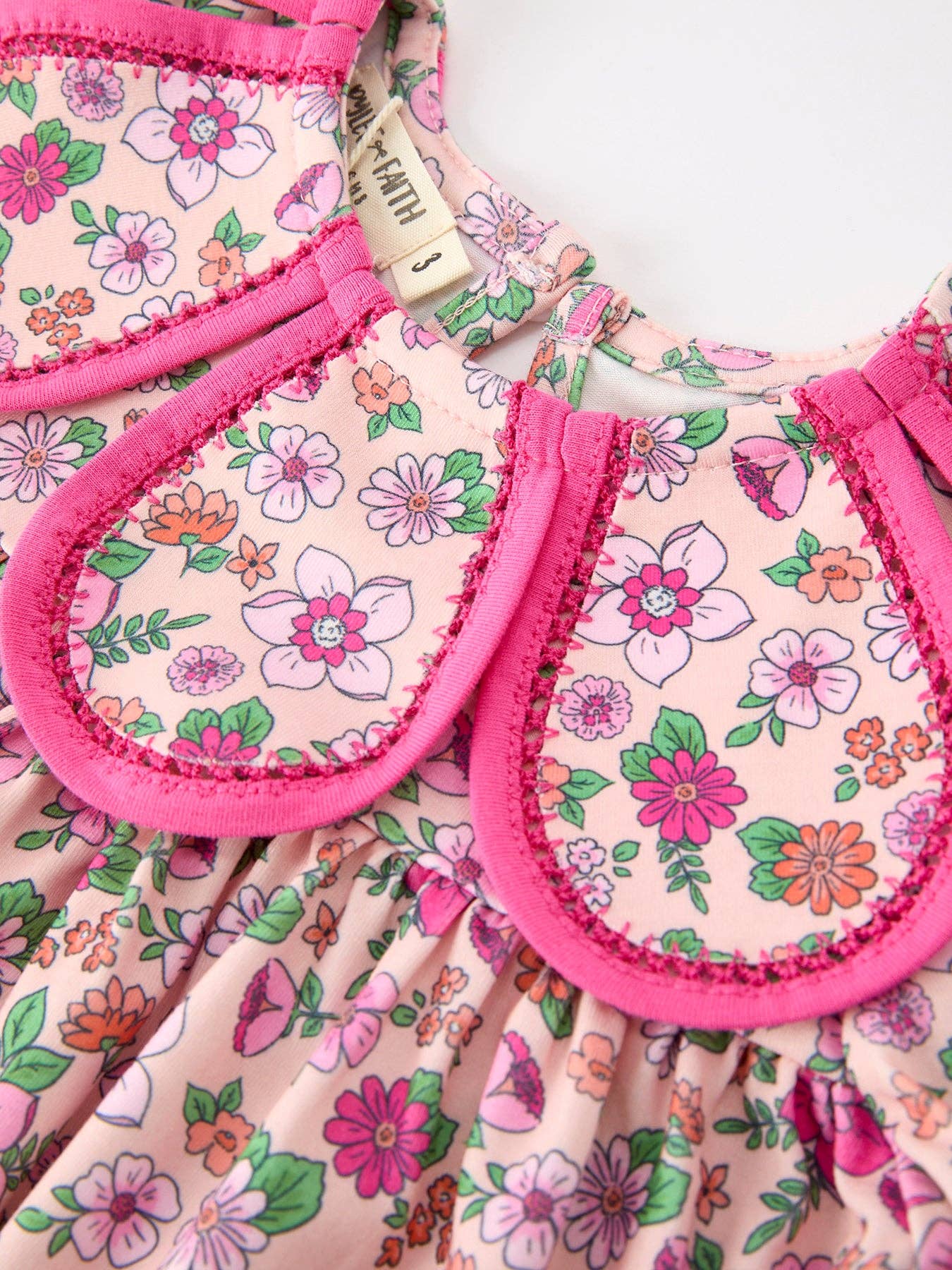 Hot Pink Floral Petals Collar Girl Dress: 2