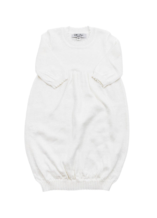 Knit Gown: Scalloped edge - Cream