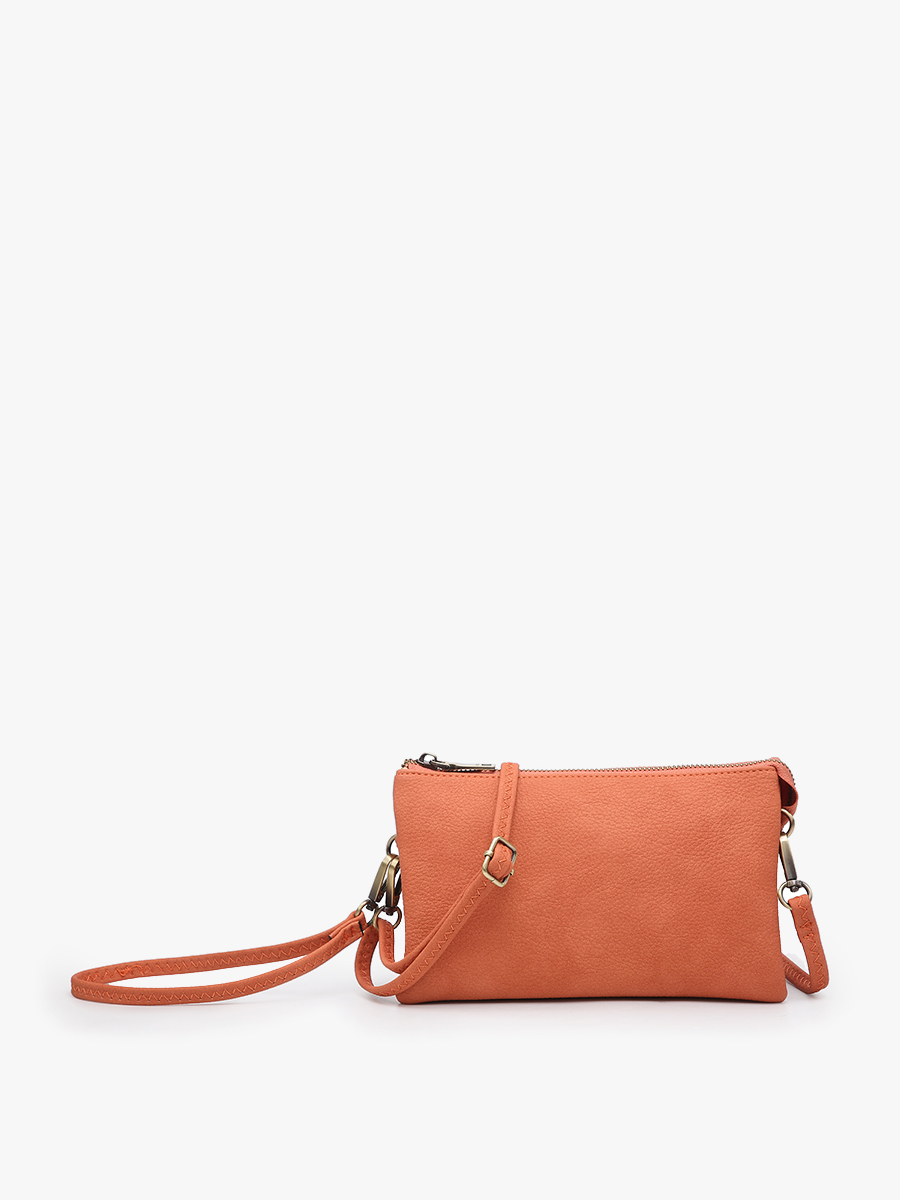Riley Monogrammable 3 Compartment Crossbody/Wristlet: Brown