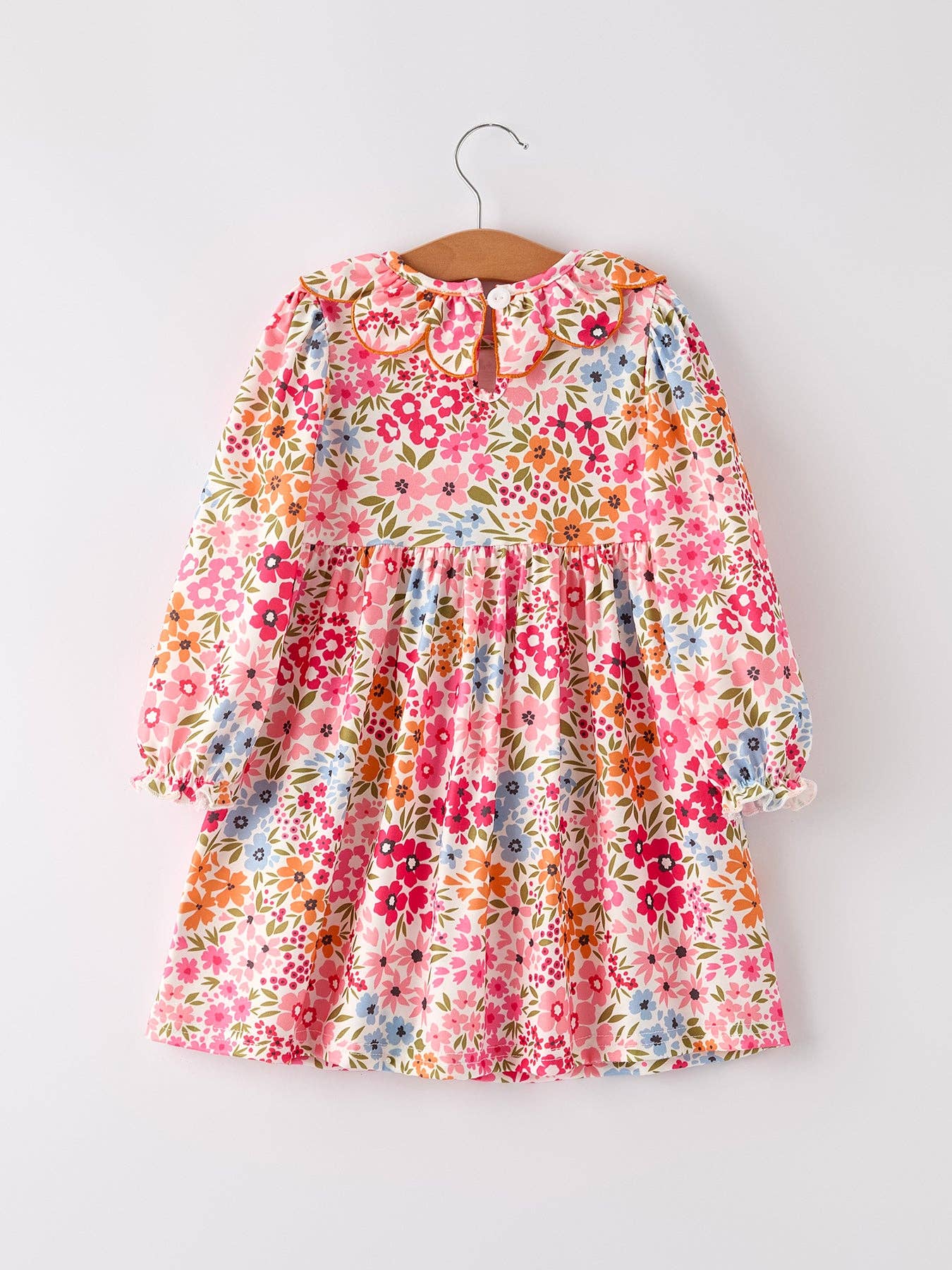 Fall Halloween & Thanksgiving Pumpkin Bow Smock Embroidered Floral Dress: 6