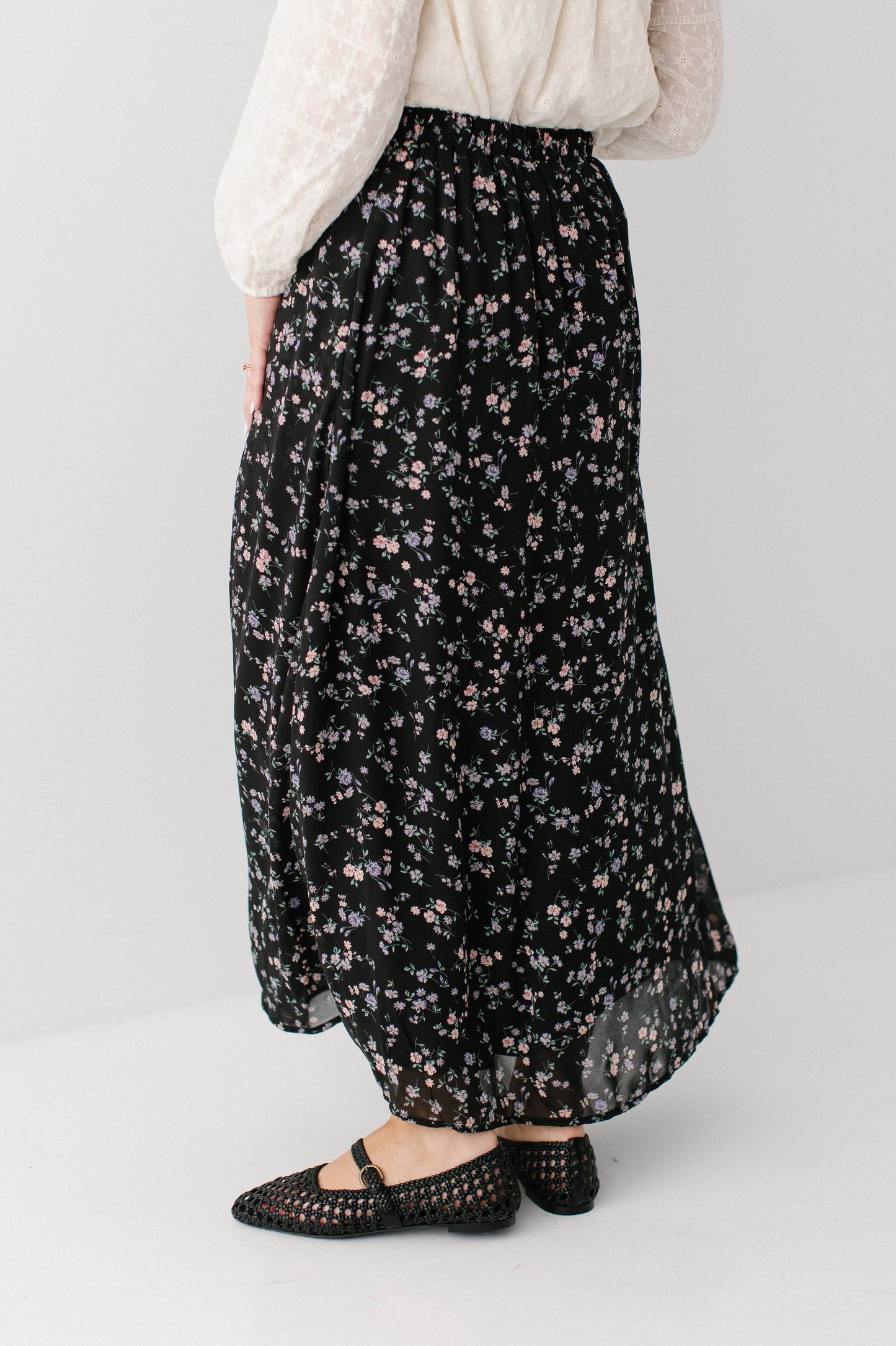 Meadow Lane Floral Maxi Skirt- Plus Size