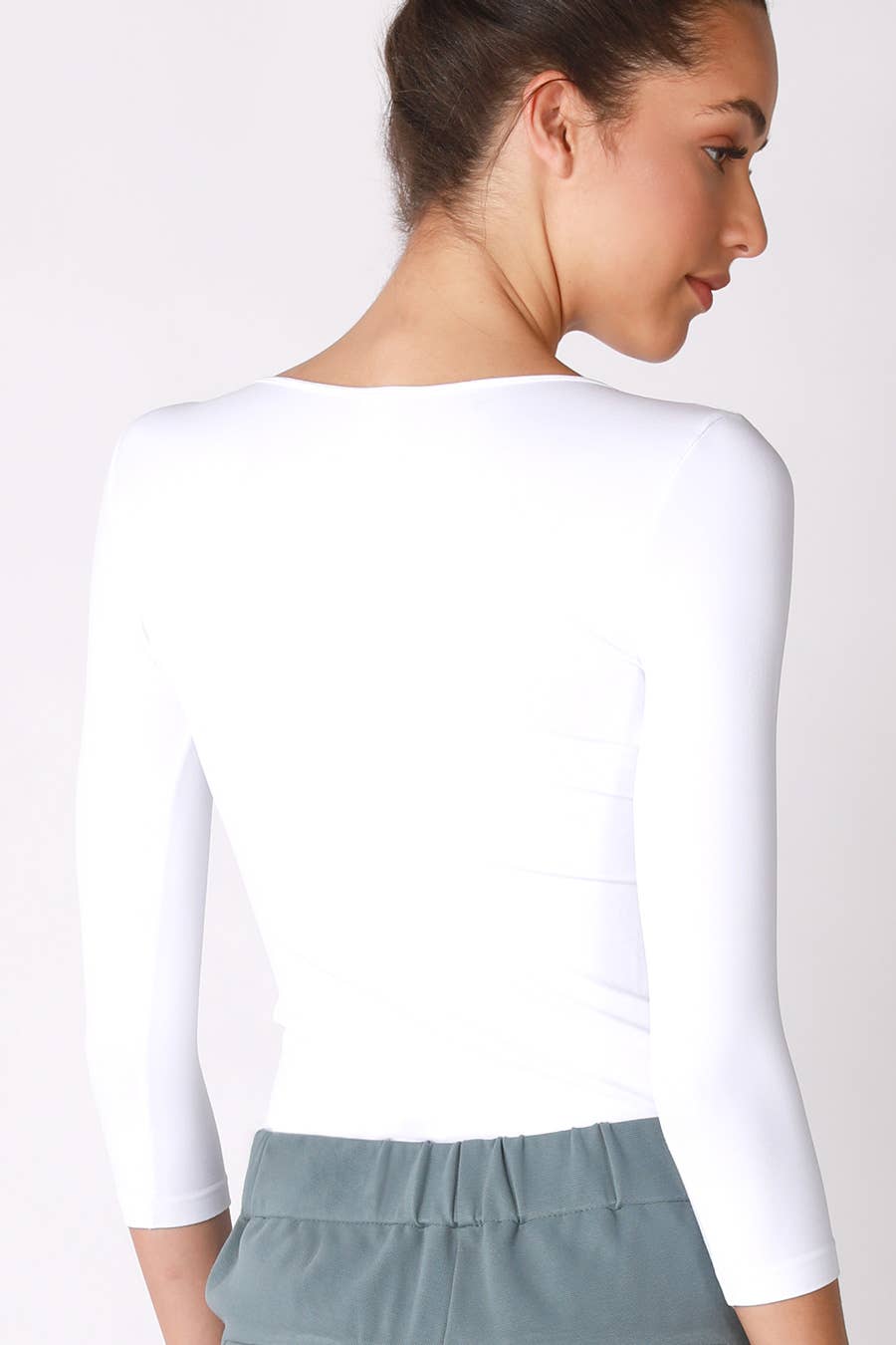 NS5423H - 3/4 Sleeve Crew Neck Top: 6 Black