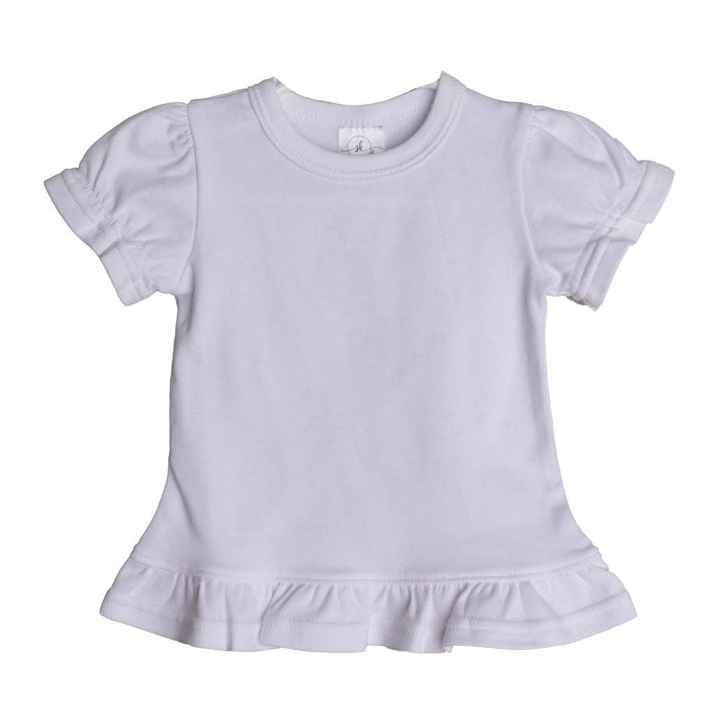 Short Sleeve Ruffle Shirt: White / 18m