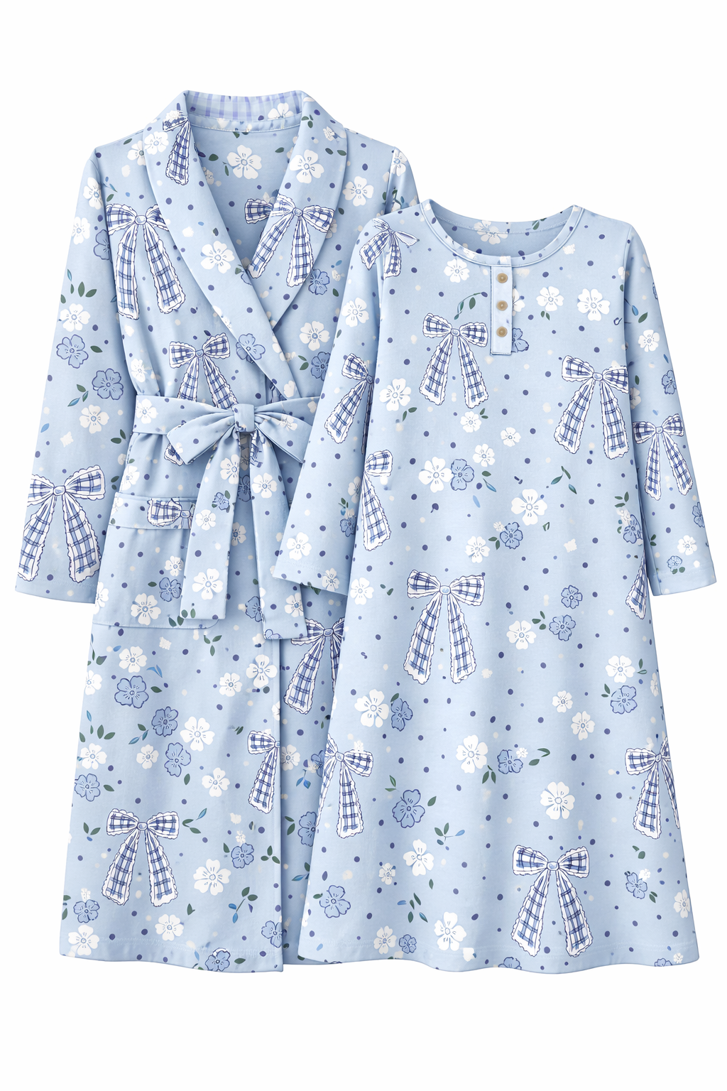 Blue Ribbon Robe and Gown Set (milk silk)
