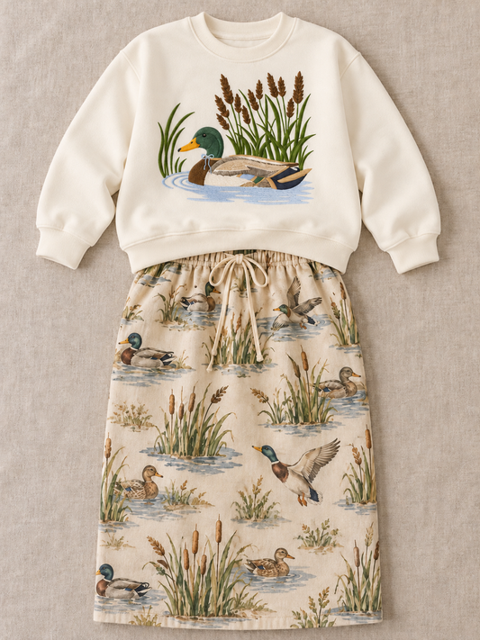 Girls Mallard Meadow Embroidered Sweatshirt | Preorder