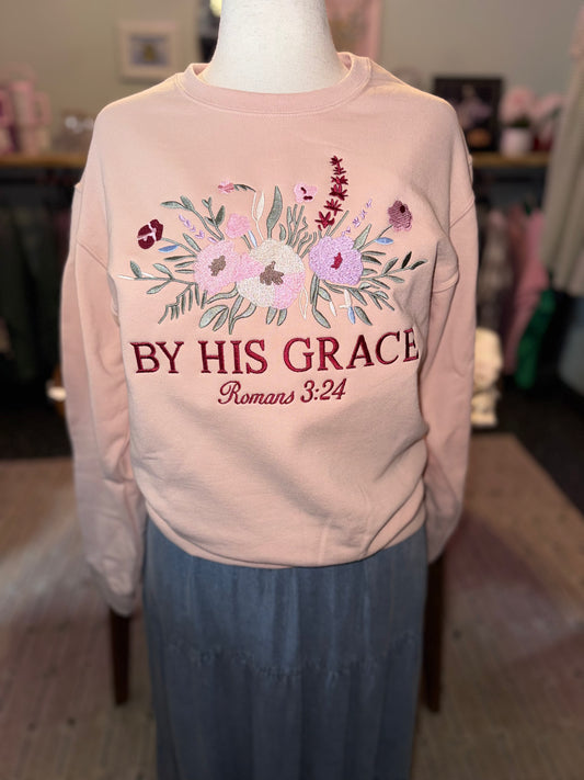 By His Grace Embroidered Sweatshirt