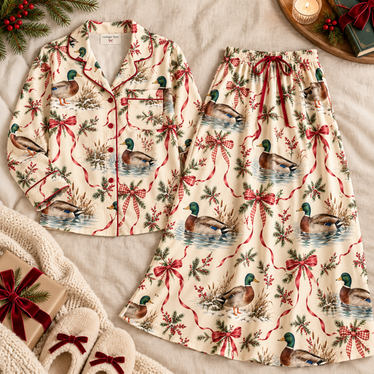 Christmas at the Pond button up loungewear set- PREORDER