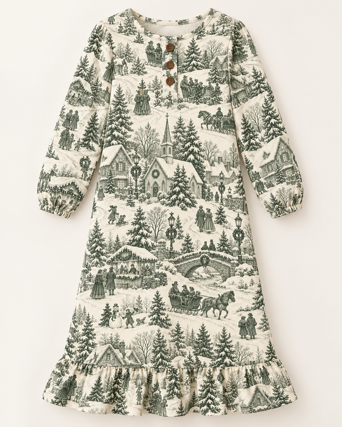 Girls Christmas in the Village Nightgown- PREORDER