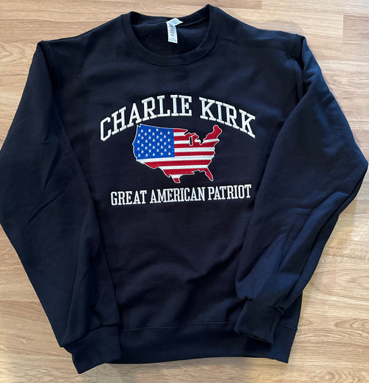 Embroidered Charlie Kirk Sweatshirt