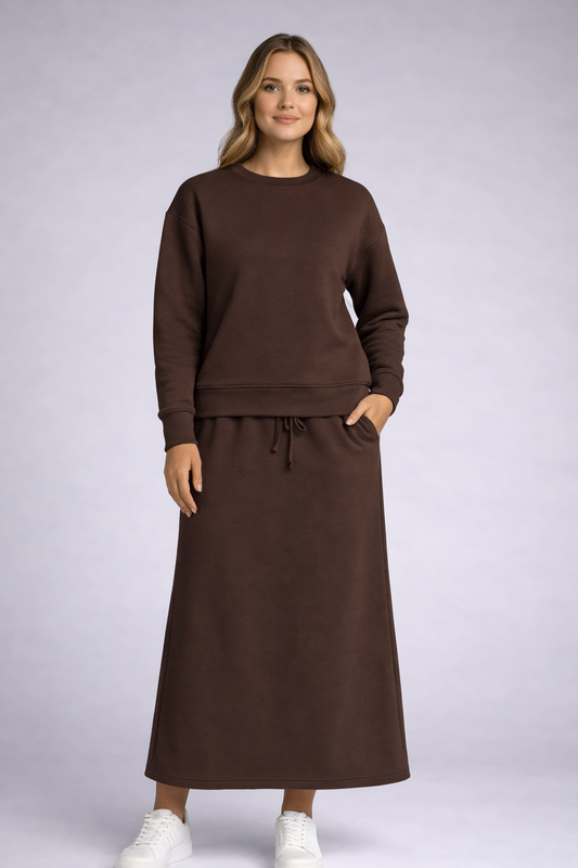 ✨Preorder✨ Roasted Cocoa Sweatshirt /Skirt Set