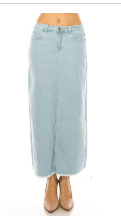 Meadow Lane Light Wash Denim Skirt
