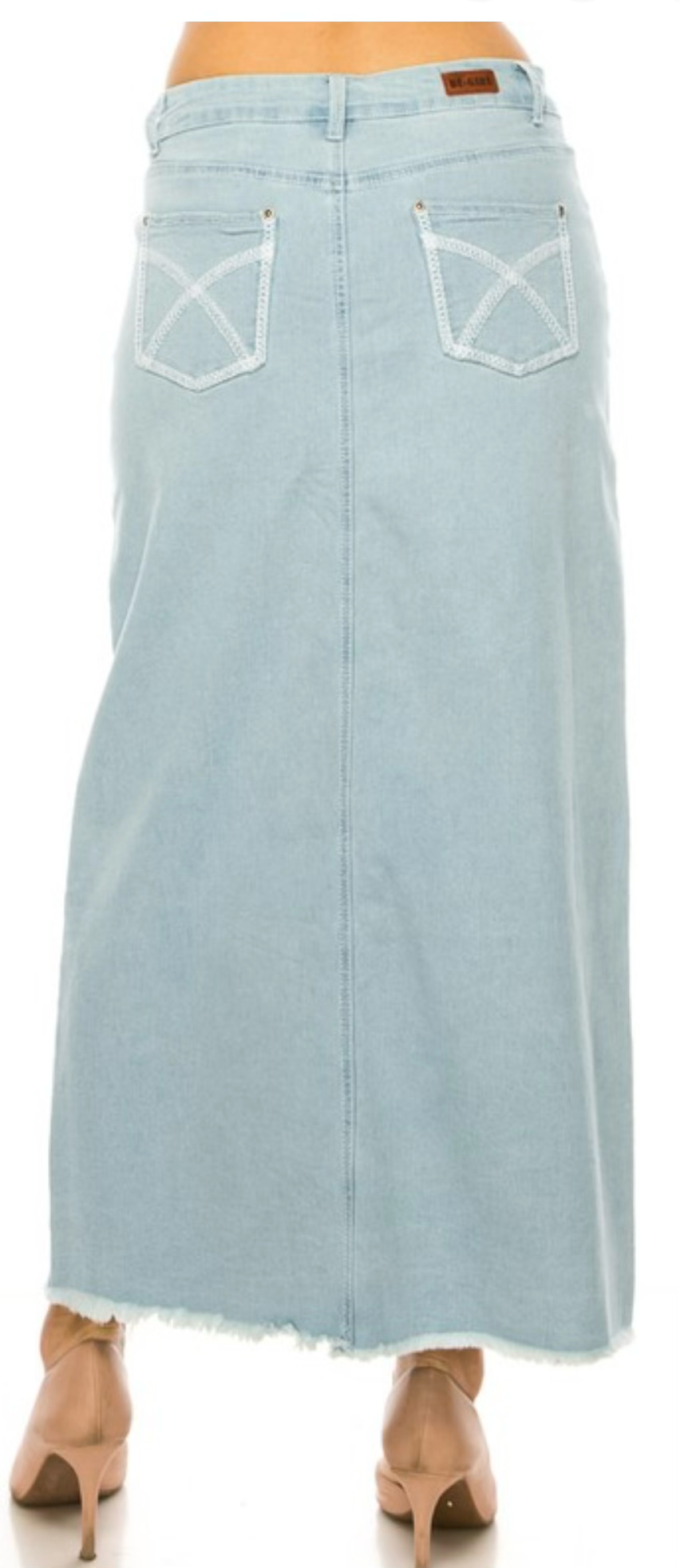 Meadow Lane Light Wash Denim Skirt