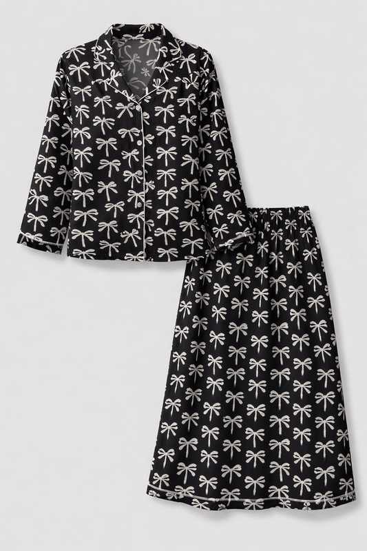 Midnight Ribbons Button up set (bamboo fabric)