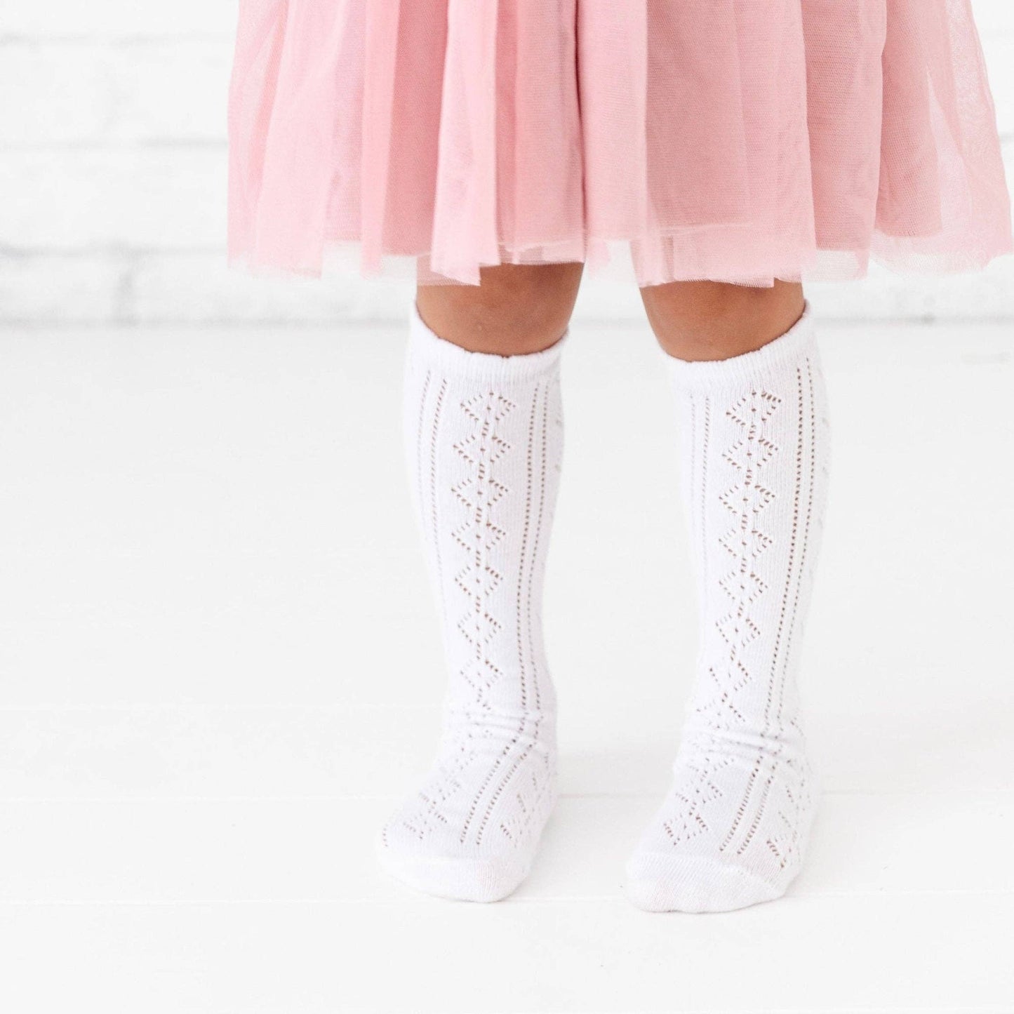 Scalloped Fancy Knee High Socks - White: 1.5-3 YEARS