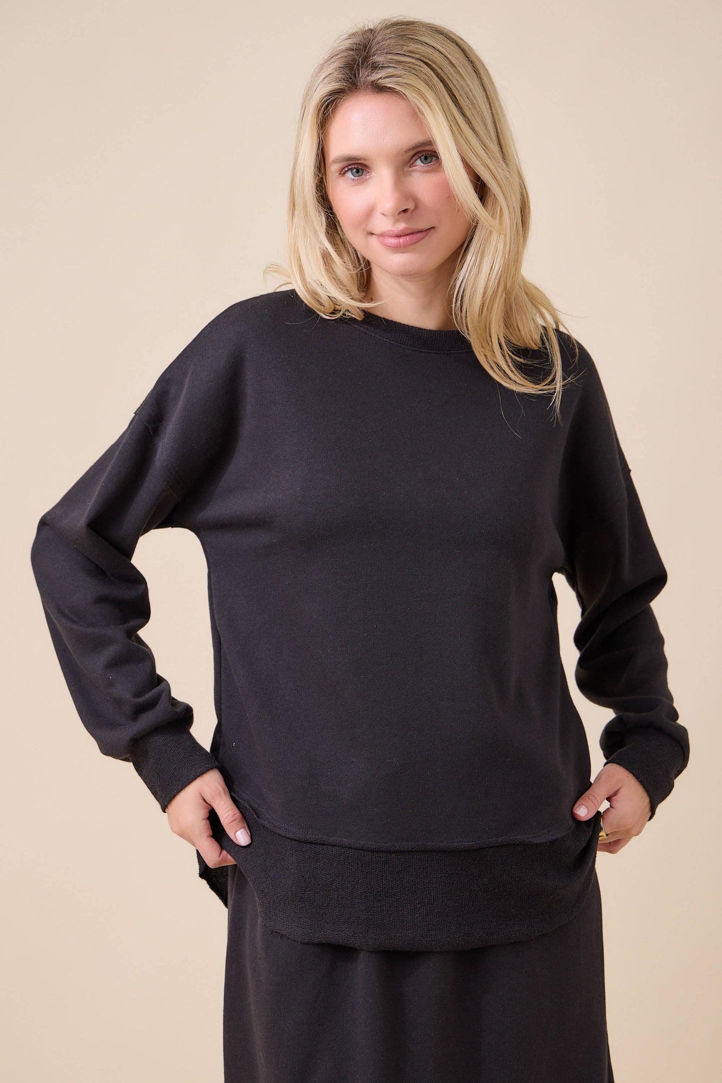 WOMEN'S SOFT KNIT LONG SLEEVE TOP -TOP PART OF SET: Fuchsia / XL