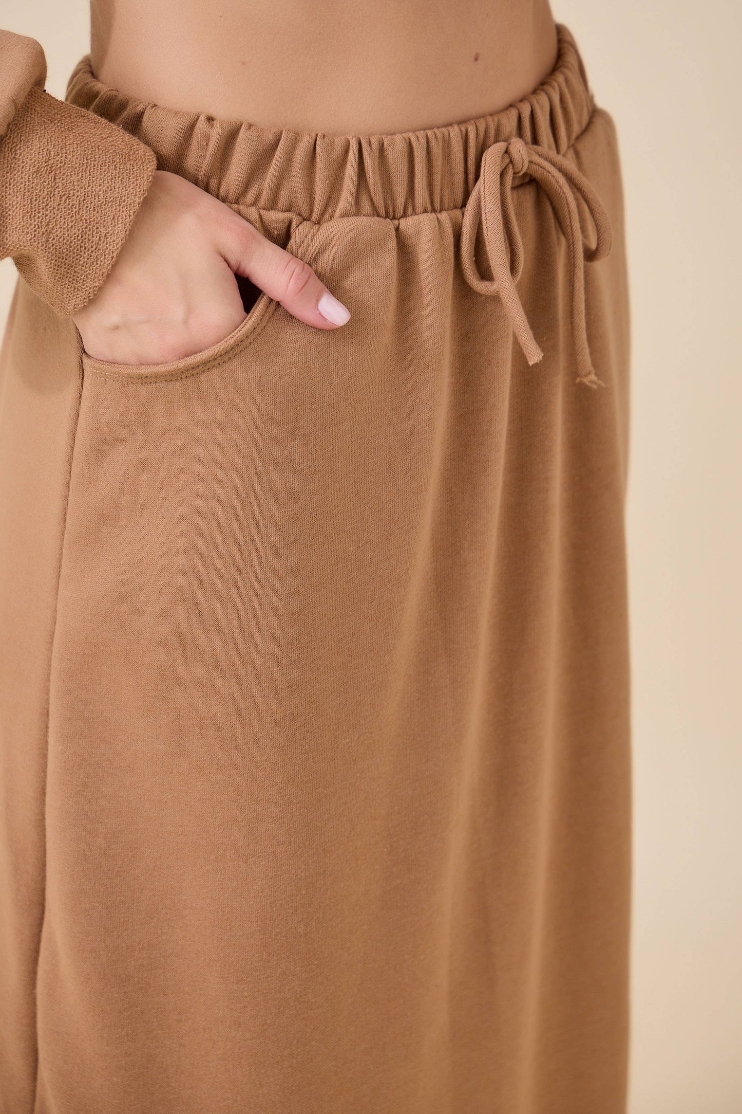 WOMEN'S PLUS SIZE SOLID SOFT KNIT SKIRT -POCKETS-PART OF SET: Fuchsia / 2XL