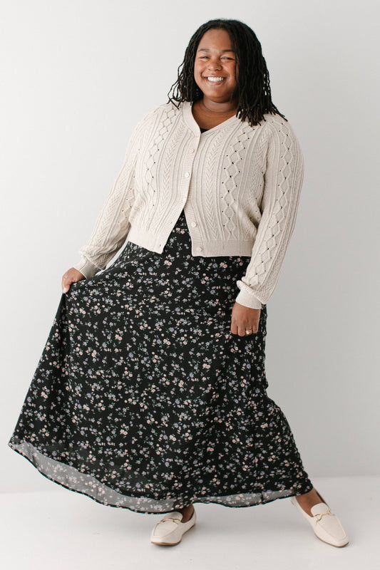 Meadow Lane Floral Maxi Skirt- Plus Size