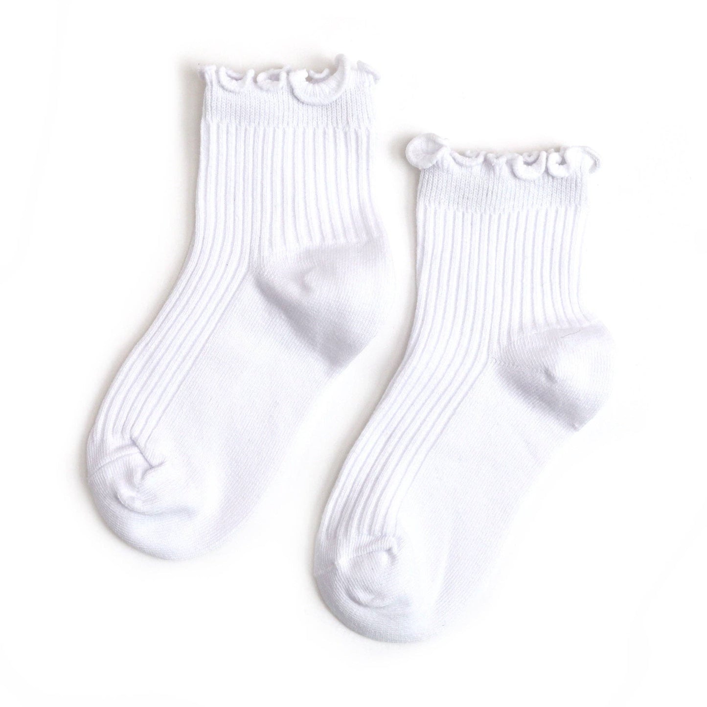 Ribbed Lettuce Trim Midi Socks - White: 4-6 YEARS