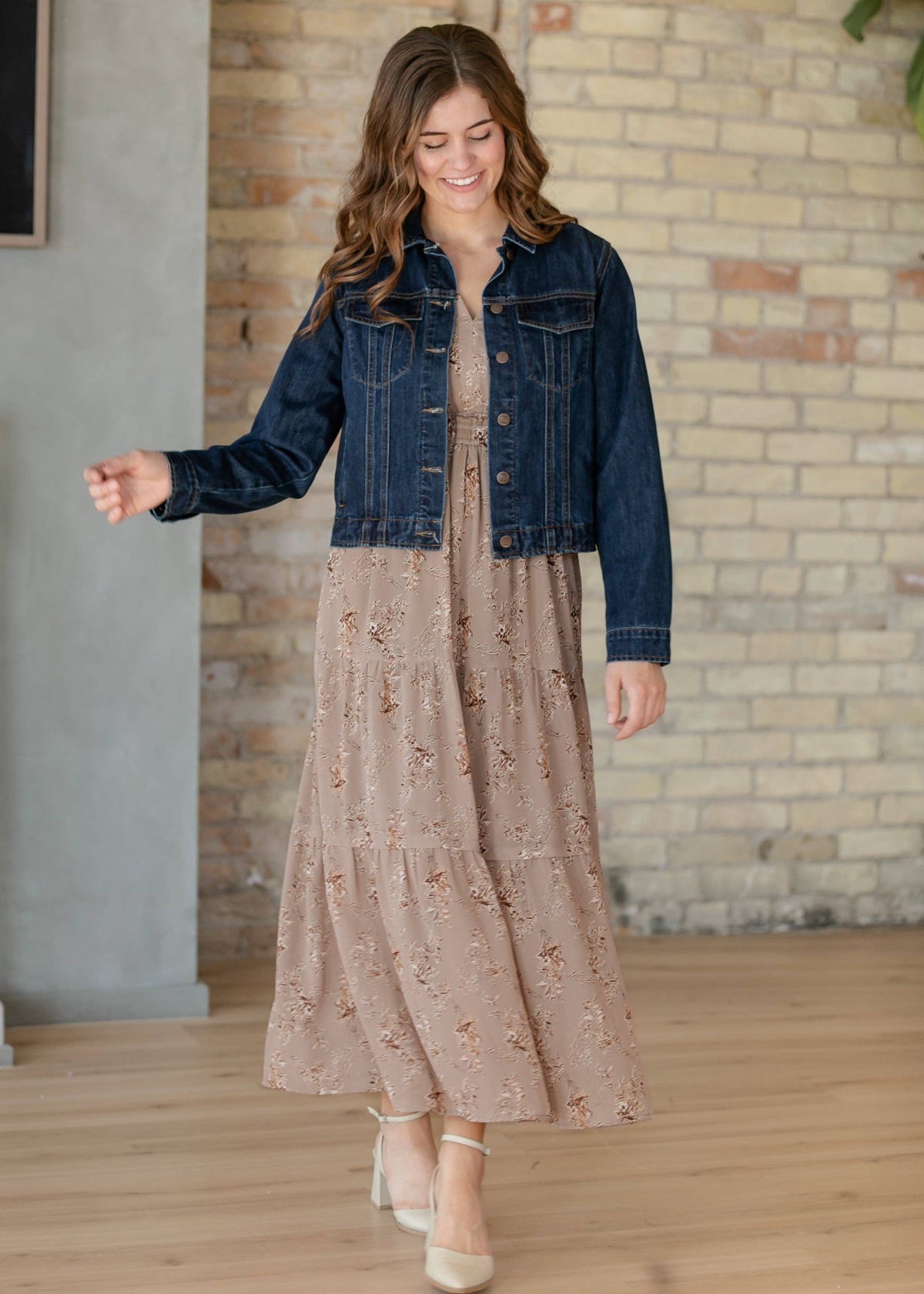 Celia Brown Floral Maxi Dress: L