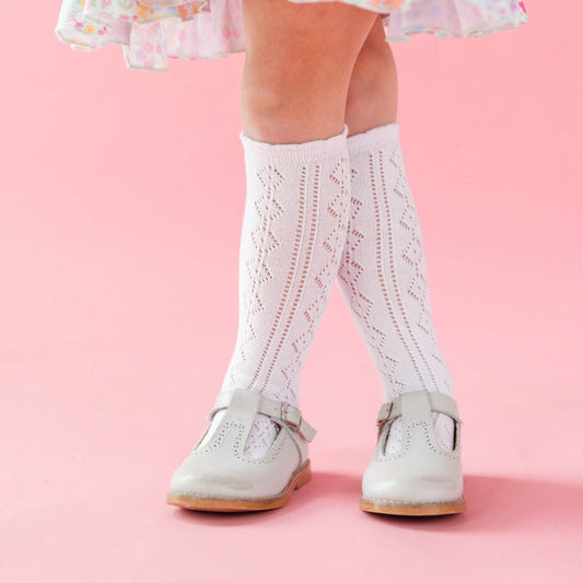 Scalloped Fancy Knee High Socks - White: 1.5-3 YEARS