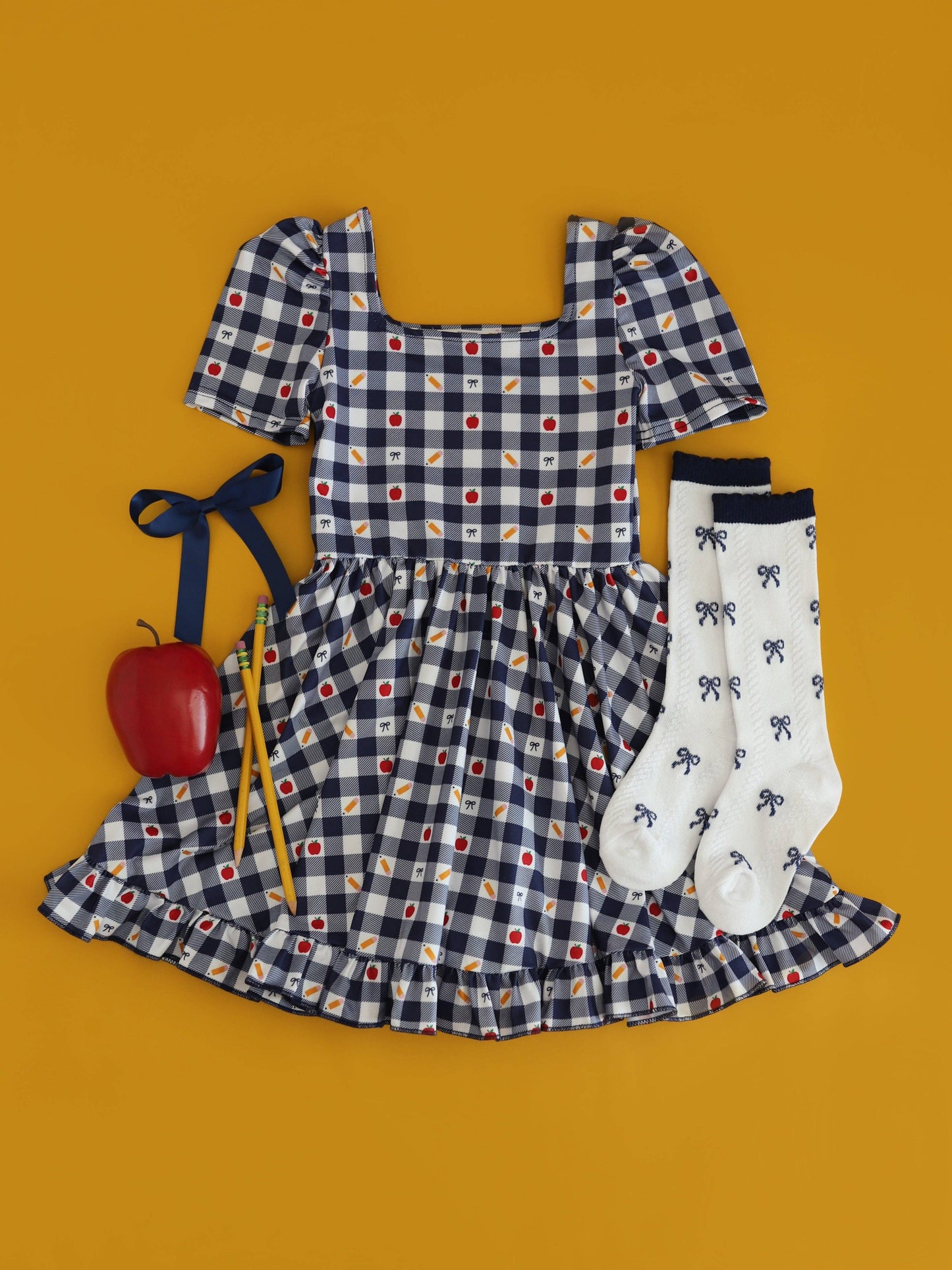 Navy Bow Scalloped Knee Socks: 0-6 MONTHS