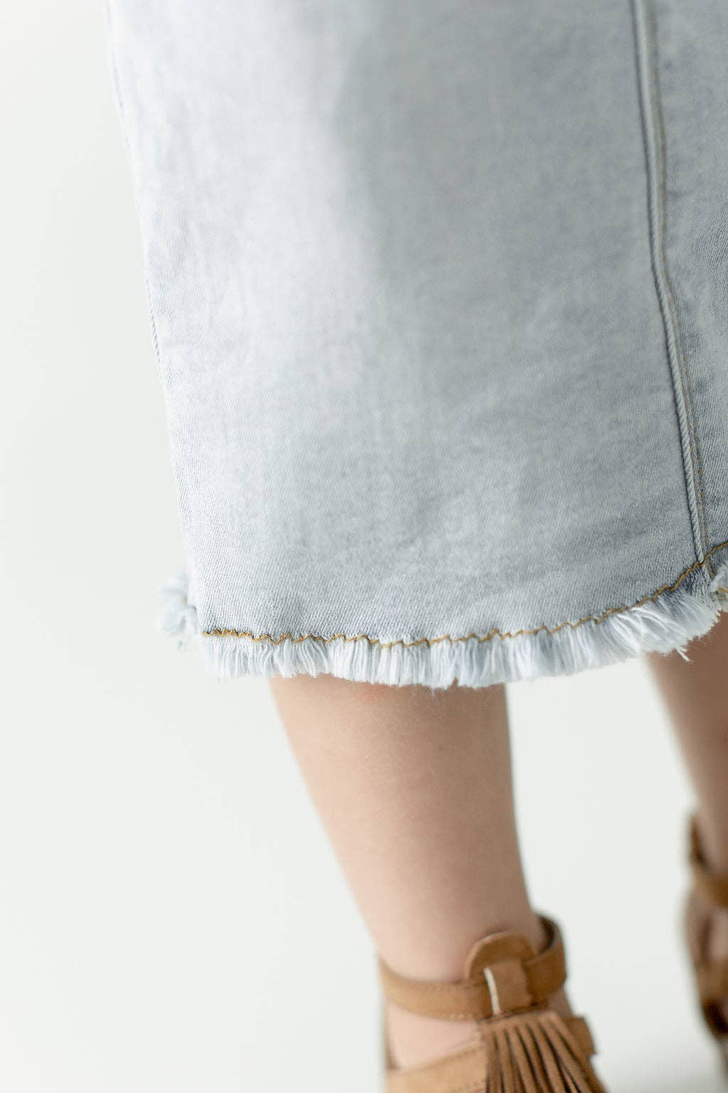 'Sara' Girl Classic Denim Skirt in Light Wash: Girl 10