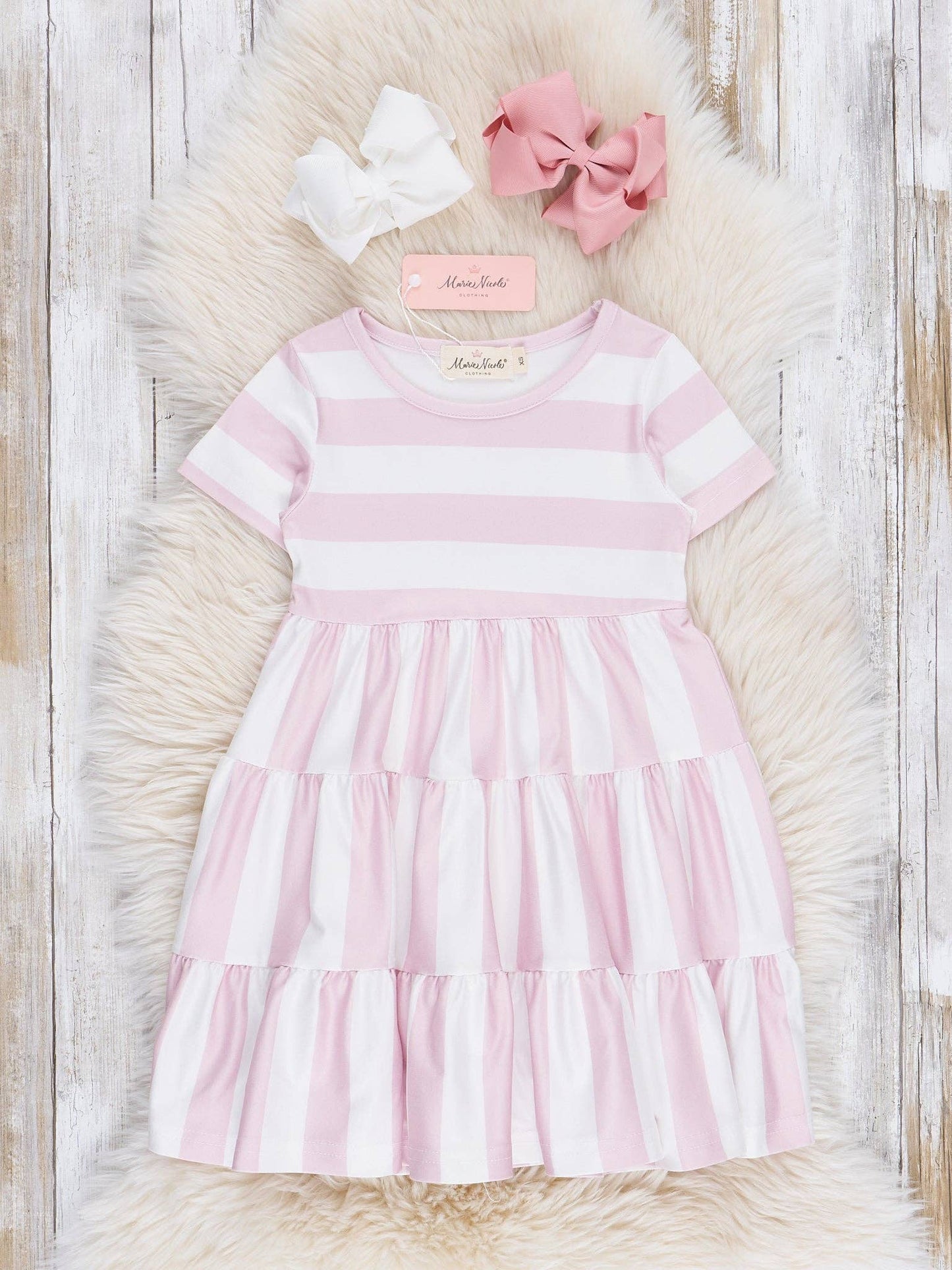 Striped Swing Dress - Mauve: Girl / XXXL(7yrs)