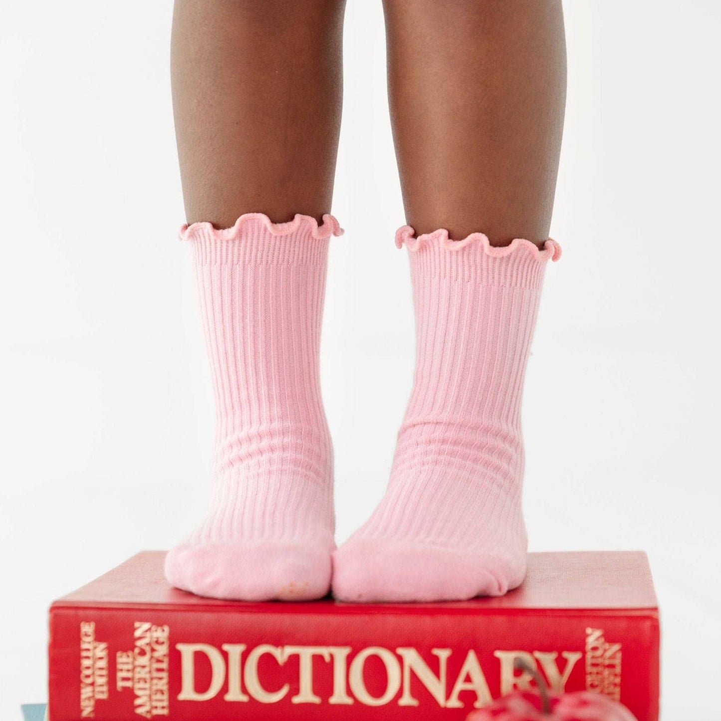 Ribbed Lettuce Trim Midi Socks - Blossom: 4-6 YEARS