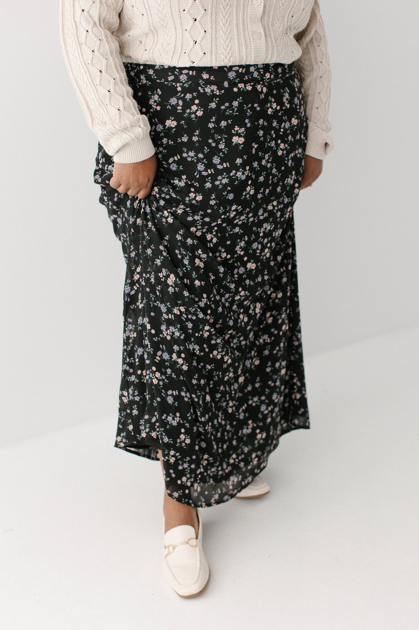 Meadow Lane Floral Maxi Skirt- Plus Size