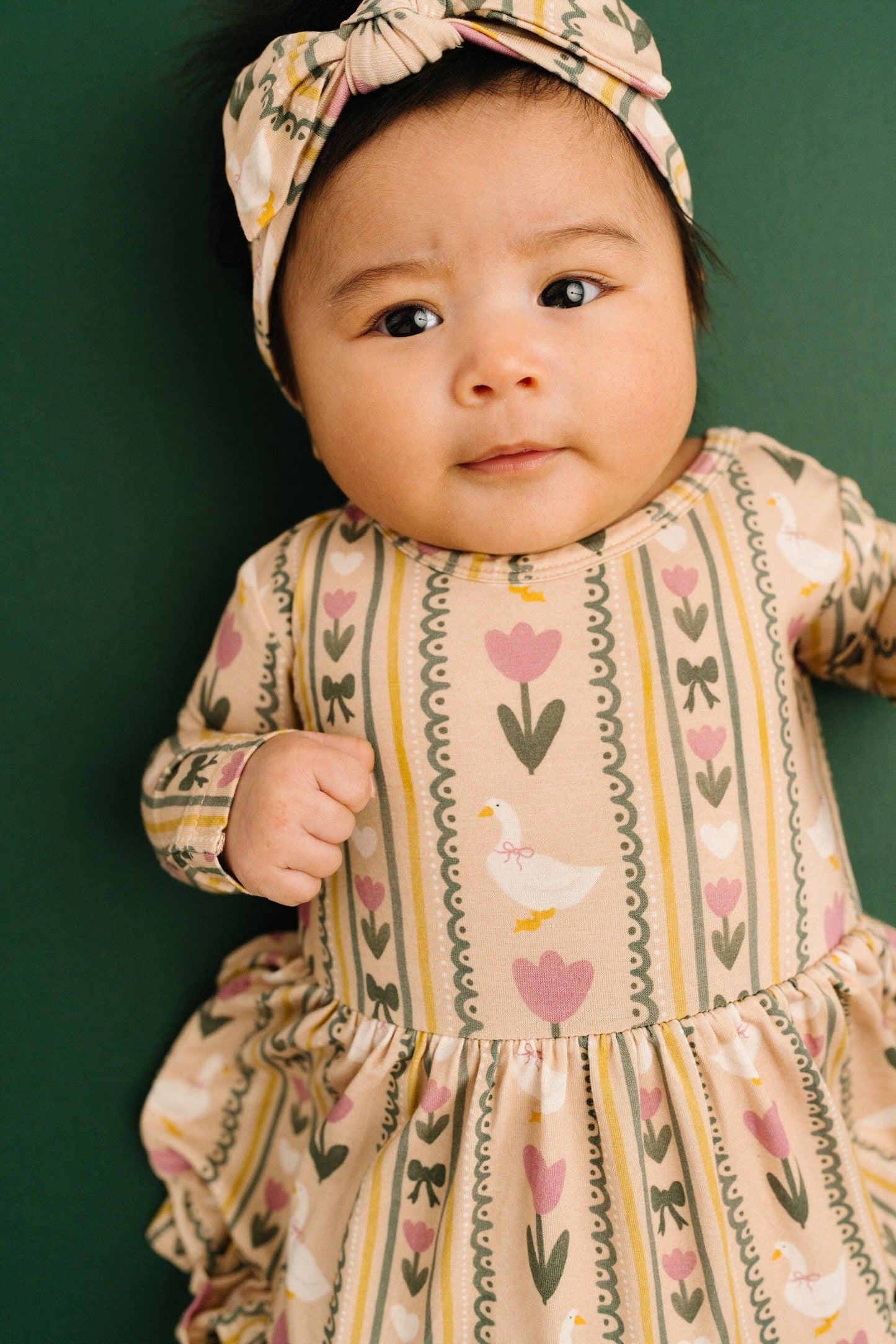 Spring Goose Long Sleeve Bodysuit Bamboo Dress: 3T
