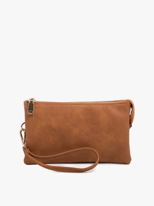 Riley Monogrammable 3 Compartment Crossbody/Wristlet: Brown