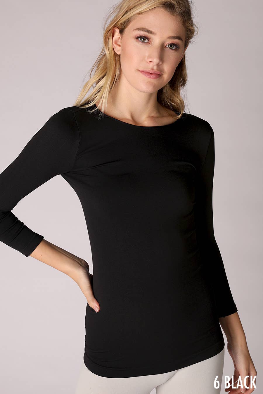 NS5423H - 3/4 Sleeve Crew Neck Top: 7 White