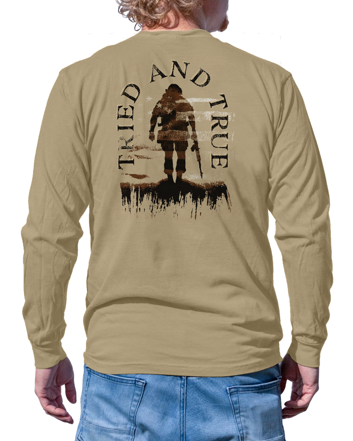 Walk Tall Soldier Sand Long-Sleeve T-Shirt: Sand / Medium