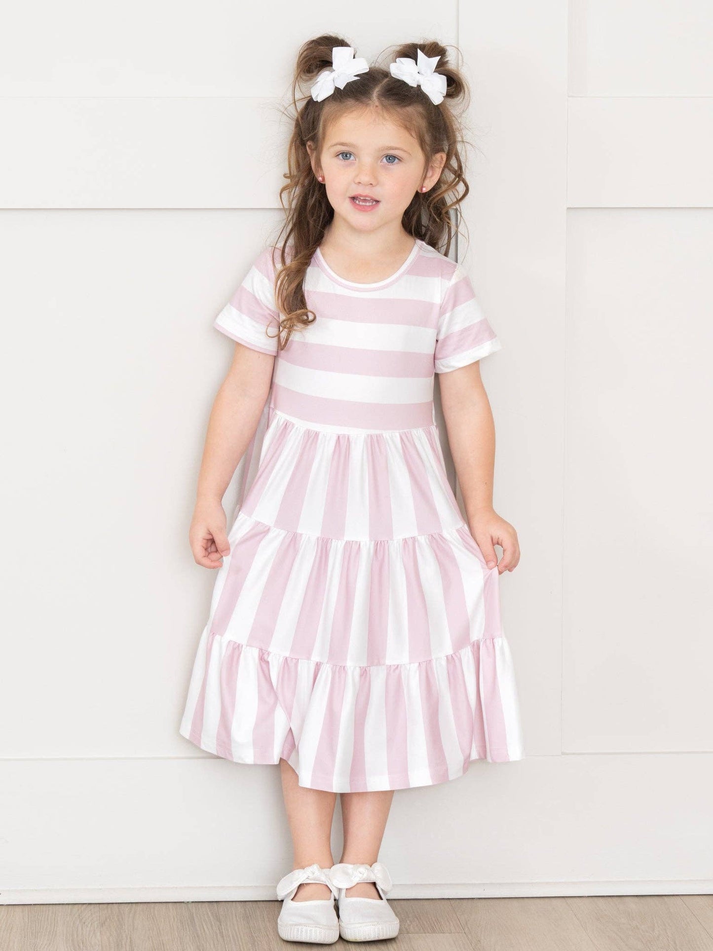 Striped Swing Dress - Mauve: Girl / XS(18/24mos)