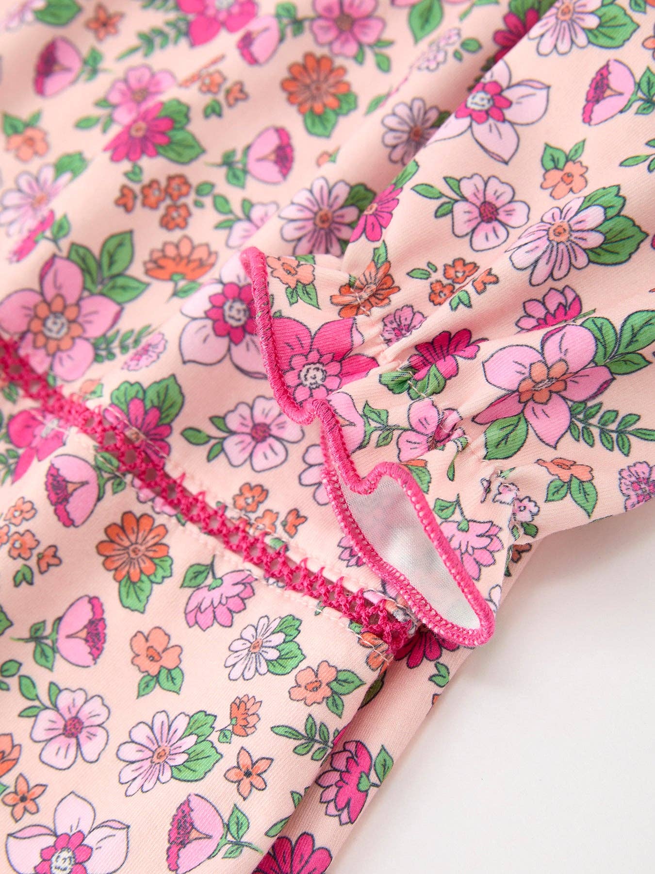 Hot Pink Floral Petals Collar Girl Dress: 2
