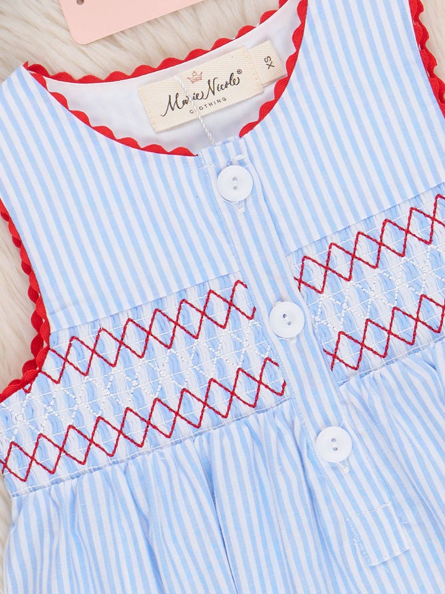 Freedom Stars Smocked Dress: XXS(12/18mos)