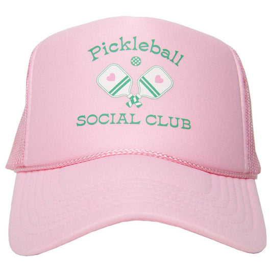 Pickleball Social Club (Paddles) Foam Trucker Cap: Light Pink