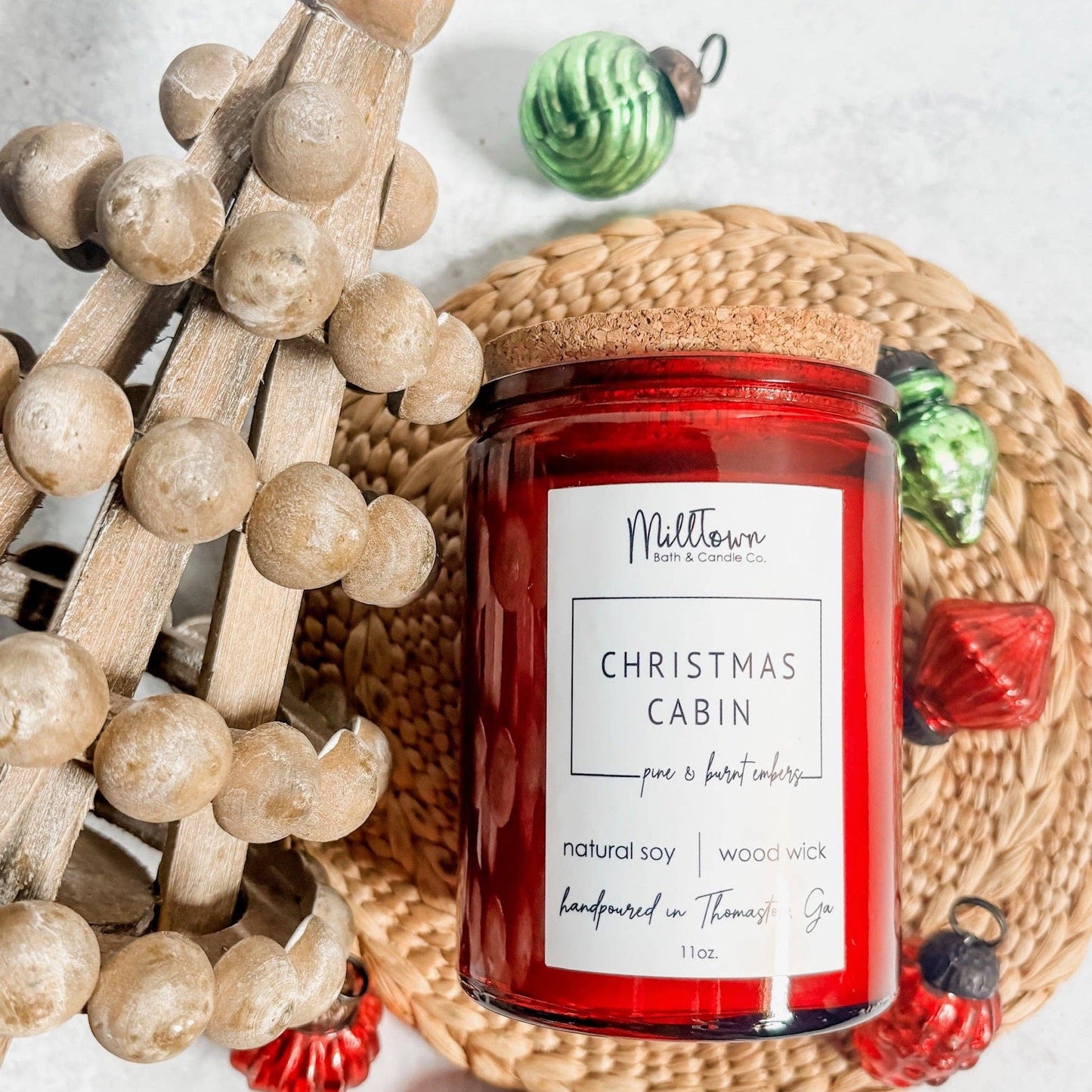 Christmas Cabin Soy Candle-100% Natural Soy Wax | Wooden-Wick Candles | Clean-Burning & Long-Lasting